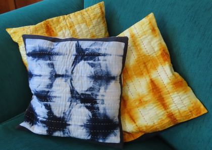 Cushion Covers - Shibori Dyed, Hand stitched $20 each or 2 for $35, 3 for $50