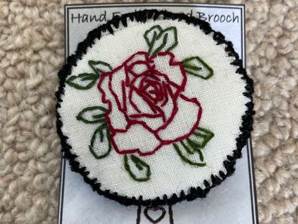 Rose Hand Embroidered Brooch