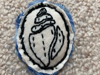 Shell Hand Embroidered Brooch