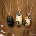 Painted Pebble Cat Necklace - Animal Art Jewellery - Cat Pendant 