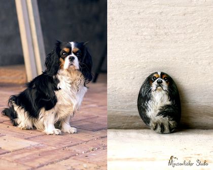 Personalised Dog Pebble Brooch - Custom Dog Portrait - Pet Memorial Gift 