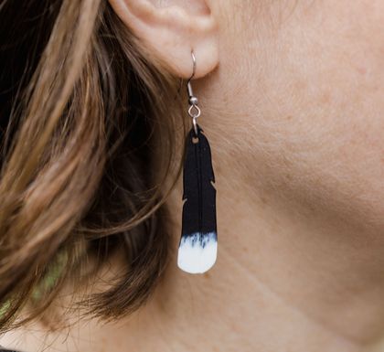 Recycled Plastic Huia Feather Earrings