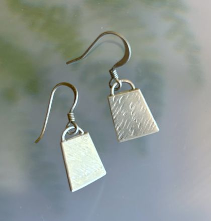 Sterling Silver trapezoid textured earrings
