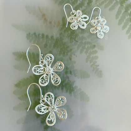 Argentium Silver Flower earrings on Argentium Silver earwires