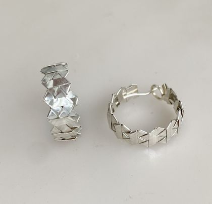 Sterling silver woven 2 cm hoop earrings