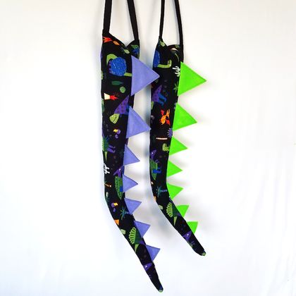 Dinosaur kids tail - Dino print with PURPLE or GREEN spines