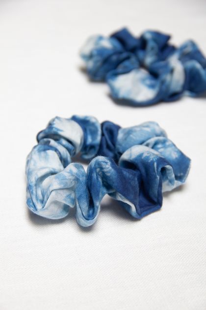 Indigo hair scrunchie