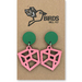 Green/Pink Cube Earrings