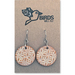 Hand Tooled Leather Earrings - Mini Betsy Design, White/Tan