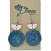 Hand Tooled Leather Earrings - Daisy Design, Pink/Navy