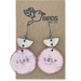 Hand Tooled Leather Earrings - "Send Help" Design, Silver/Pink