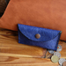 Blue card holder or coin wallet - aniline dyed leather