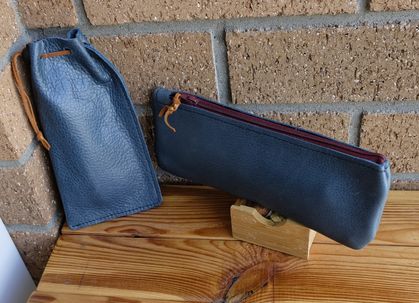 Leather pencil case and glasses case