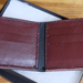 Black leather wallet | 6 card | burgundy inner