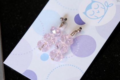Pink dangle earrings | rose pink glass bead earrings