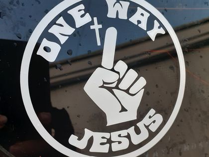 One Way Jesus 70s retro sticker