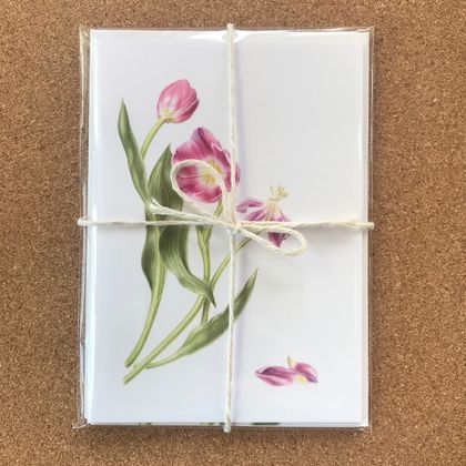 'Tulipa - Pink Twist' x 3 Fine Art Cards