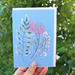 Floral Birthday or Occasion Card (Bright Blue) - Free NZ Shipping!