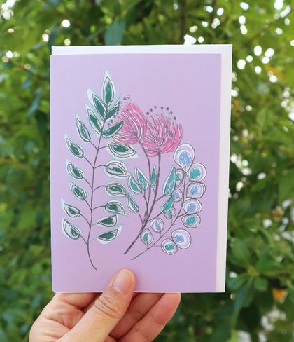 Floral Birthday or Occasion Card (Purple) - Free NZ Shipping!