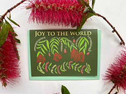 Joy to the World Pohutukawa Christmas Card - Free NZ Shipping!