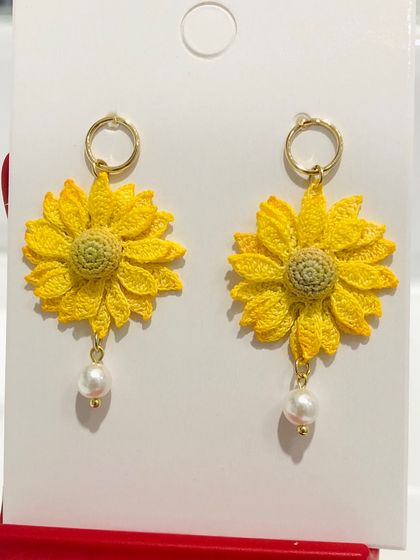 Sunflowers-Micro crochet Earrings 
