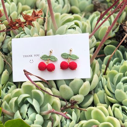 Handmade cherry earrings 