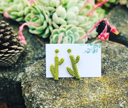 Crochet Cactus Earrings