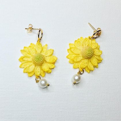 Handmade Sunflower Earrings｜Micro crochet