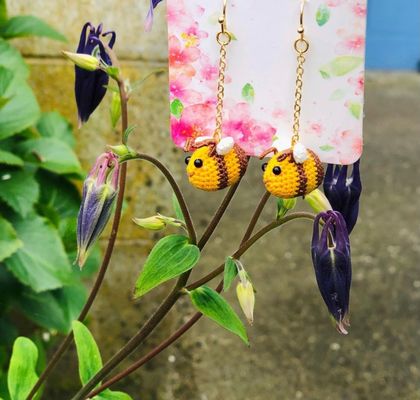 Crochet Bumblebee Earrings