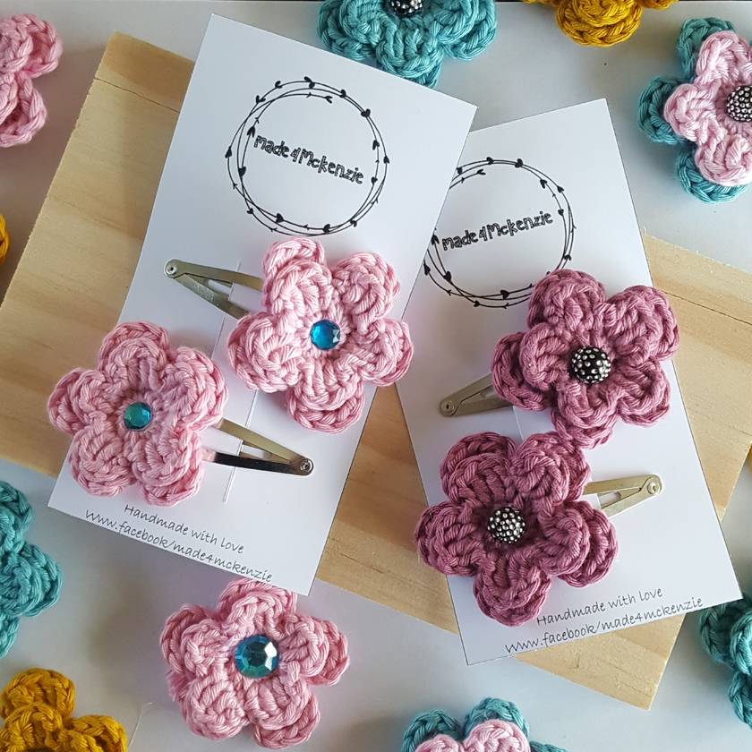 Crochet flower hair clips | Felt