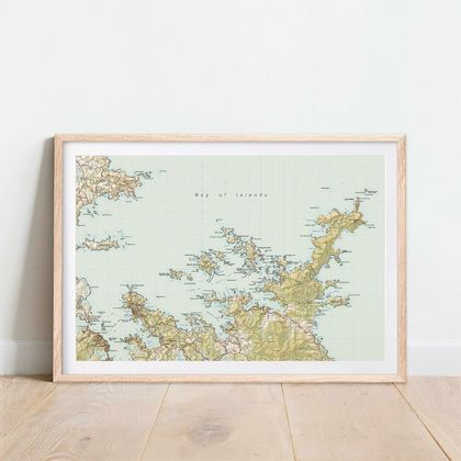 Bay of Islands Map - A2 Art Print