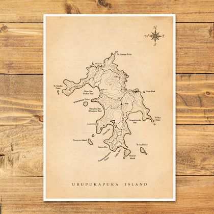 Urupukapuka Island Vintage Map - A3 Print