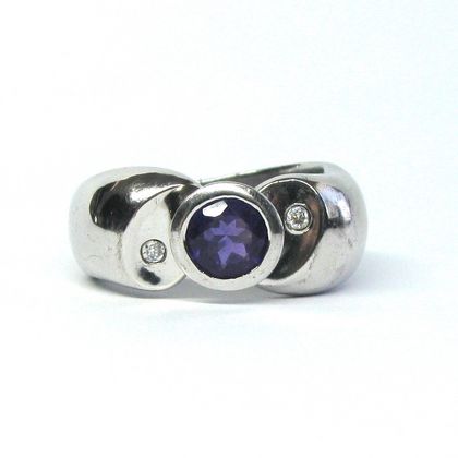 Wide Sterling Silver Amethyst Ring (size 6¾)