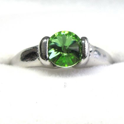 Tension Set Green Zirconia Ring (size 6¾)