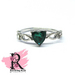 Silver Green Heart Ring - Size: Q or 8