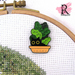 Cat in Leafy Pot Enamel Needle Minder