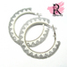 Silver & White Zigzag Peyote Hoop earrings