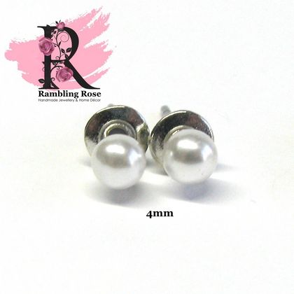 4mm White Pearl Studs