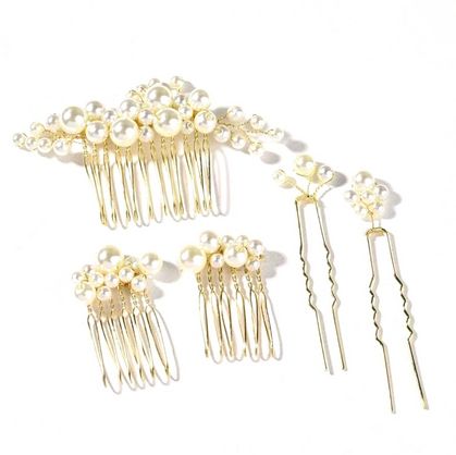 Pearl Hair Pins & Combs - set of 5