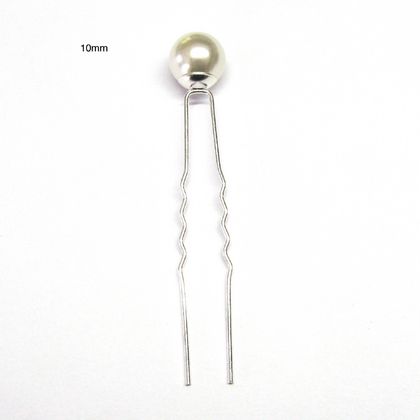 10mm Silver Pearl Hair Pins