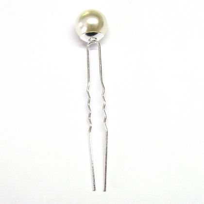 14mm Silver Pearl Hair Pins