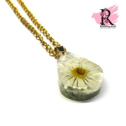 Teardrop Daisy Pendant Necklace