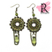 Olive Peyote Stitch Earrings with Crystal & Chain