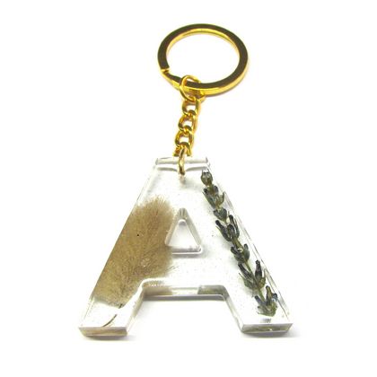 Letter A Resin Floral Keychain