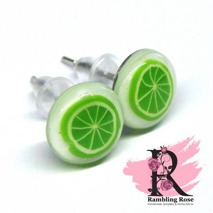 Lime Slice Stud Earrings (8mm)