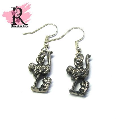 Antique Silver Ostrich Earrings