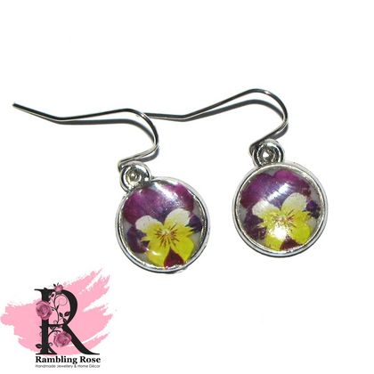 Purple Pansy Earrings