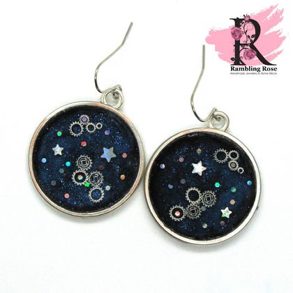 Steampunk Inspired Glitter earrings