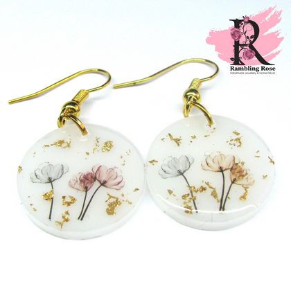 Watercolour Floral Earrings - Gold