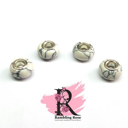 Grey & White Marble Charm Bead